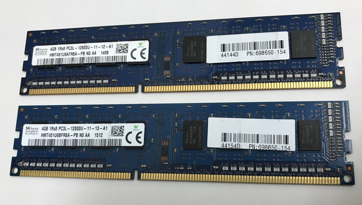 SK HYNIX PC3L-12800U 4GB 2枚で 8GB DDR3L 1600 4GB 2枚 8GB DDR3L デスクトップ用 メモリ 240ピン ECC無し DDR3L DESKTOP RAM_画像3