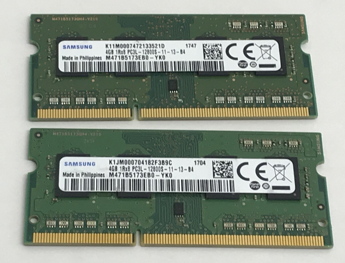 SAMSUNG 1Rx8 PC3L-12800S 4GB 2枚で 8GB DDR3L ノートPC用 メモリ 204ピン DDR3L-1600 4GB 2枚で 8GB DDR3L LAPTOP RAMの画像2