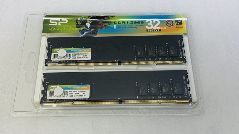 SP PC4-2666V 16GB 2枚組 1セット 32GB DDR4 デスクトップ用メモリ 288ピン ECC無し DDR4- PC4-21300 16GB 2枚 32GB DDR4 DESKTOP RAMの画像1