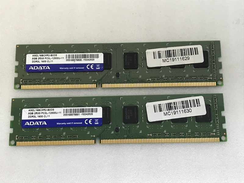 ADATA PC3L-12800U 8GB 2枚 16GB DDR3L 1600 8GB 2枚セット PC3L 1600 8GB 2枚 16GB デスクトップ用 240ピン ECC無しDDR3L DESKTOP RAMの画像1