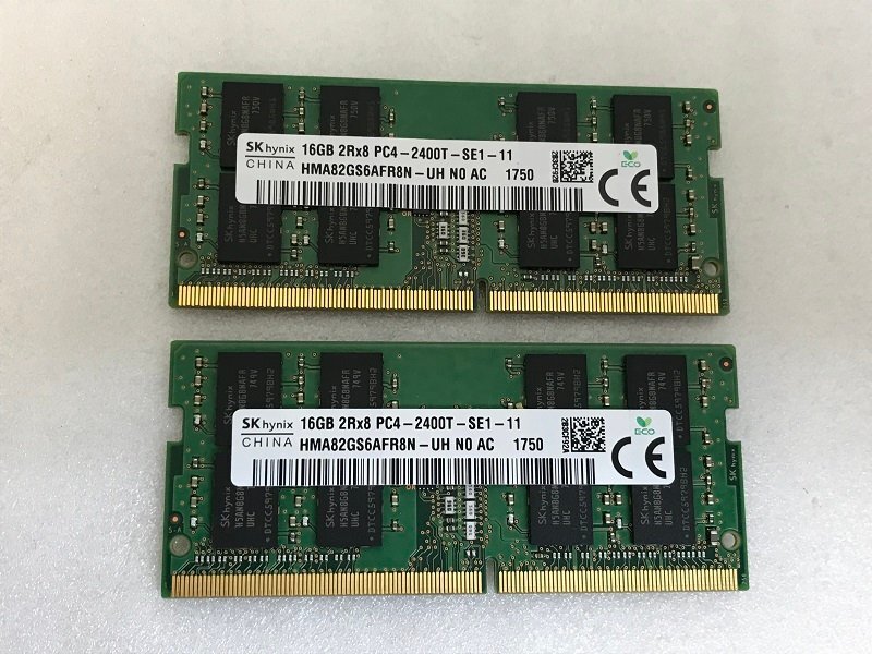 SK HYNIX PC4-2400T 16GB 2枚 32GB DDR4 ノート用メモリ PC4-17000 16GB 2枚32GB 260ピン DDR4 LAPTOP RAM 中古品動作品の画像1