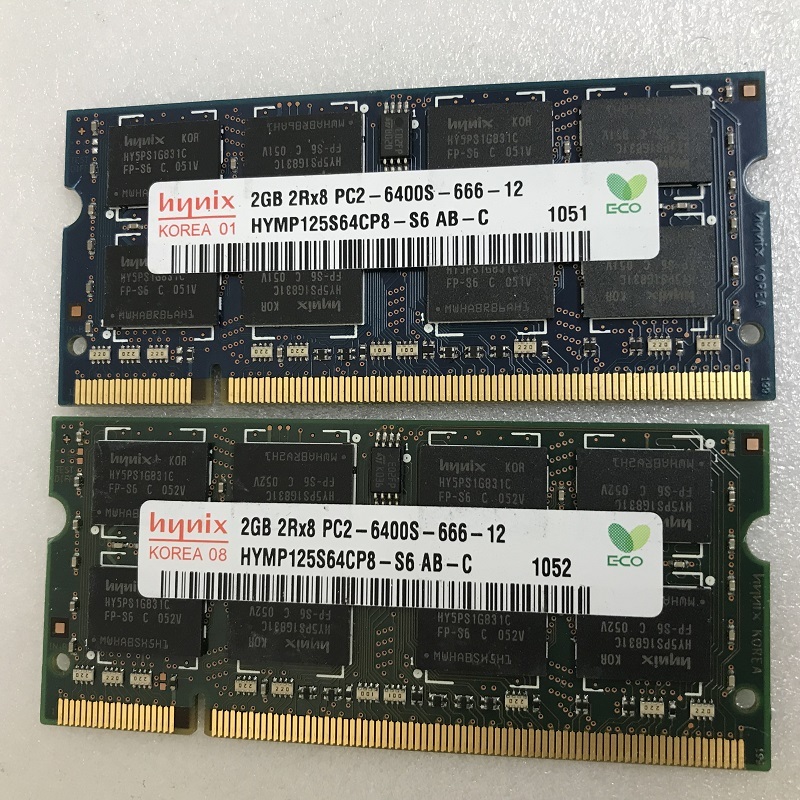 HYNIX 2RX8 DDR2-800 2GB 2枚組 1セット 4GB DDR2 ノート用メモリ 200ピン Non-ECC DDR2-800 2GB 2枚で 4GB DDR2 LAPTOP RAMの画像1