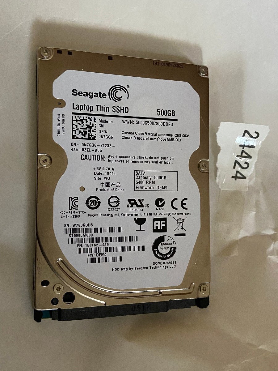 HDD500GB SATA 2.5 インチ 7MM HDD500GB st500lm000 ハードディスク 2.5 500GB 使用時間1602時間_画像1