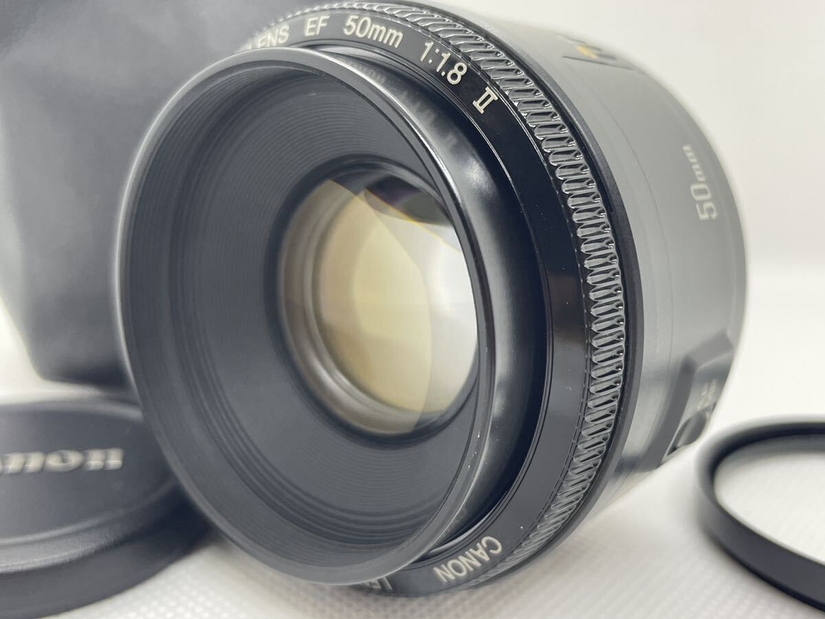 【AB 美品】 Canon EF 50mm F1.8 II　キヤノン EFマウント フロントキャップ　ポーチ　レンズフィルター　0033_画像1