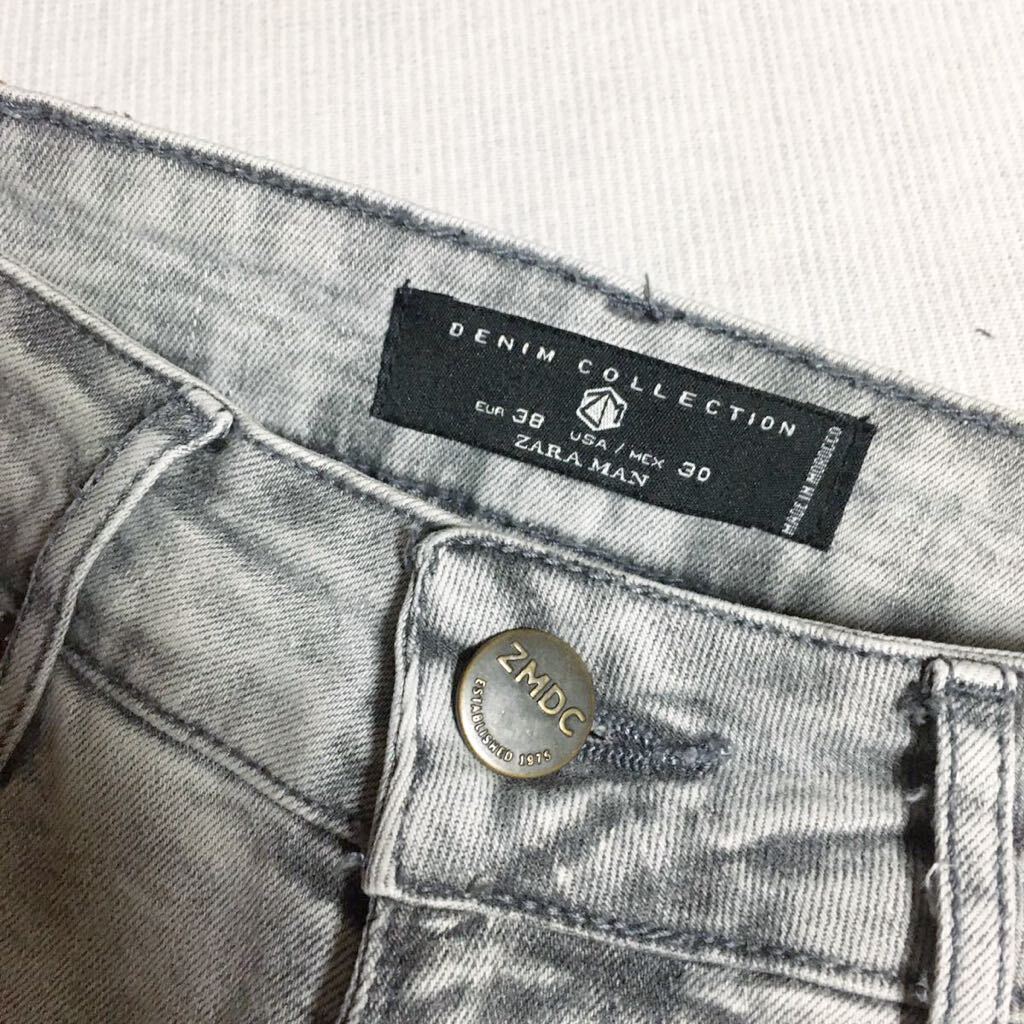 春夏向き 良品 ZARA MAN ストレッチ スキニー デニム 送料230円 38 30 グレー メンズ ジーンズ パンツ_画像10