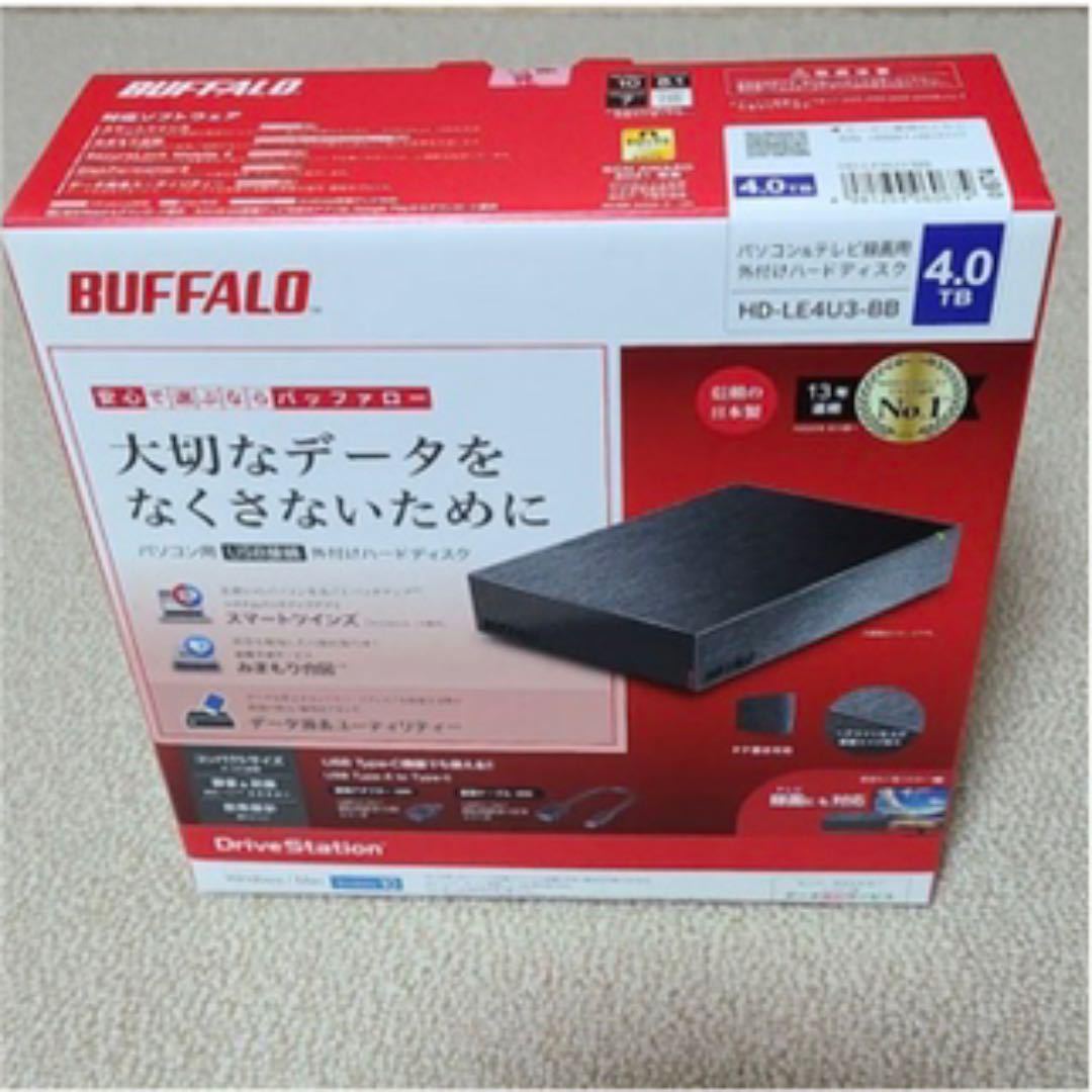 新品 未開封　外付HDD(4TB) バッファロー HD-LE4U3-BB ブラック_画像1