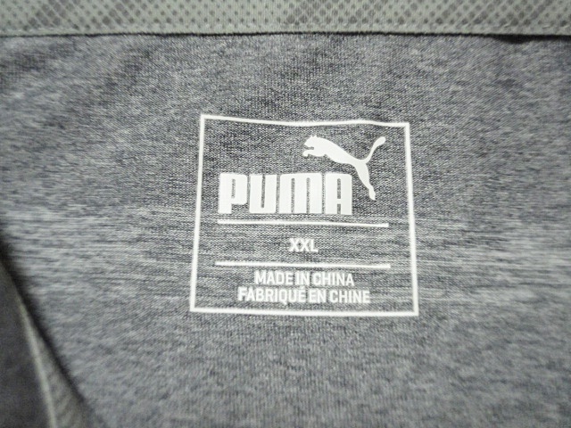 【即決】大き目 XXL シック プーマゴルフ PUMA GOLF 半袖 ポロシャツ グレー ボーダー柄 速乾性ドライ サラサラ マーク刺繍_画像9