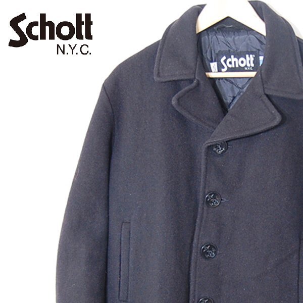 ショット Schott■ピーコート/アメリカ製 ハーフコート 当時物 古着■42■ブラック ※NK4328110の画像1