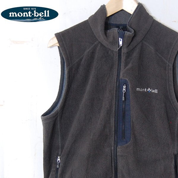 モンベルmont-bell■クリマプラス200 ベスト フリース ジップアップ 1106459 アウトドア 古着■L■グレー ※NK4328200の画像1