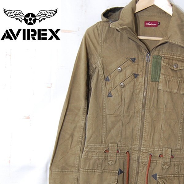  Avirex Avirex# хлопок милитари пальто One-piece капот съемный 6286041#S# хаки *NK4328246