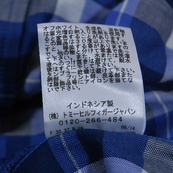  Tommy TOMMY# cotton long sleeve shirt check pattern the back side big .... Tommy Hilfiger TOMMY HILFIGER#M# blue group *NK4328322