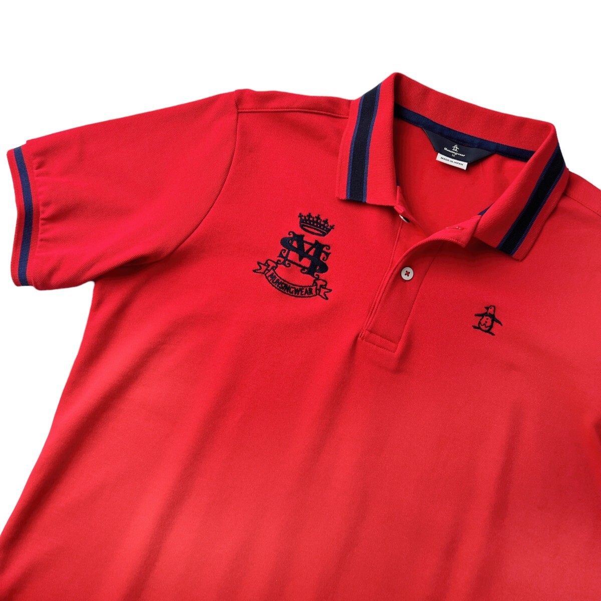  made in Japan unused class Munsingwear Munsingwear wear / dry stretch polo-shirt with short sleeves / men's M size / red Descente popular Golf wear 