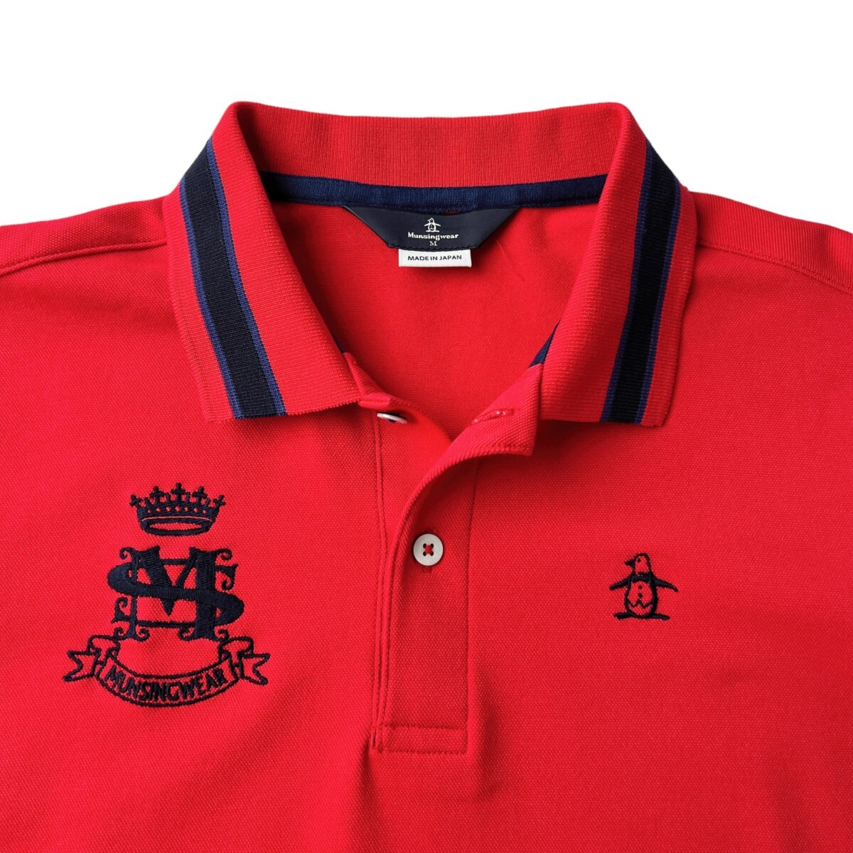  made in Japan unused class Munsingwear Munsingwear wear / dry stretch polo-shirt with short sleeves / men's M size / red Descente popular Golf wear 