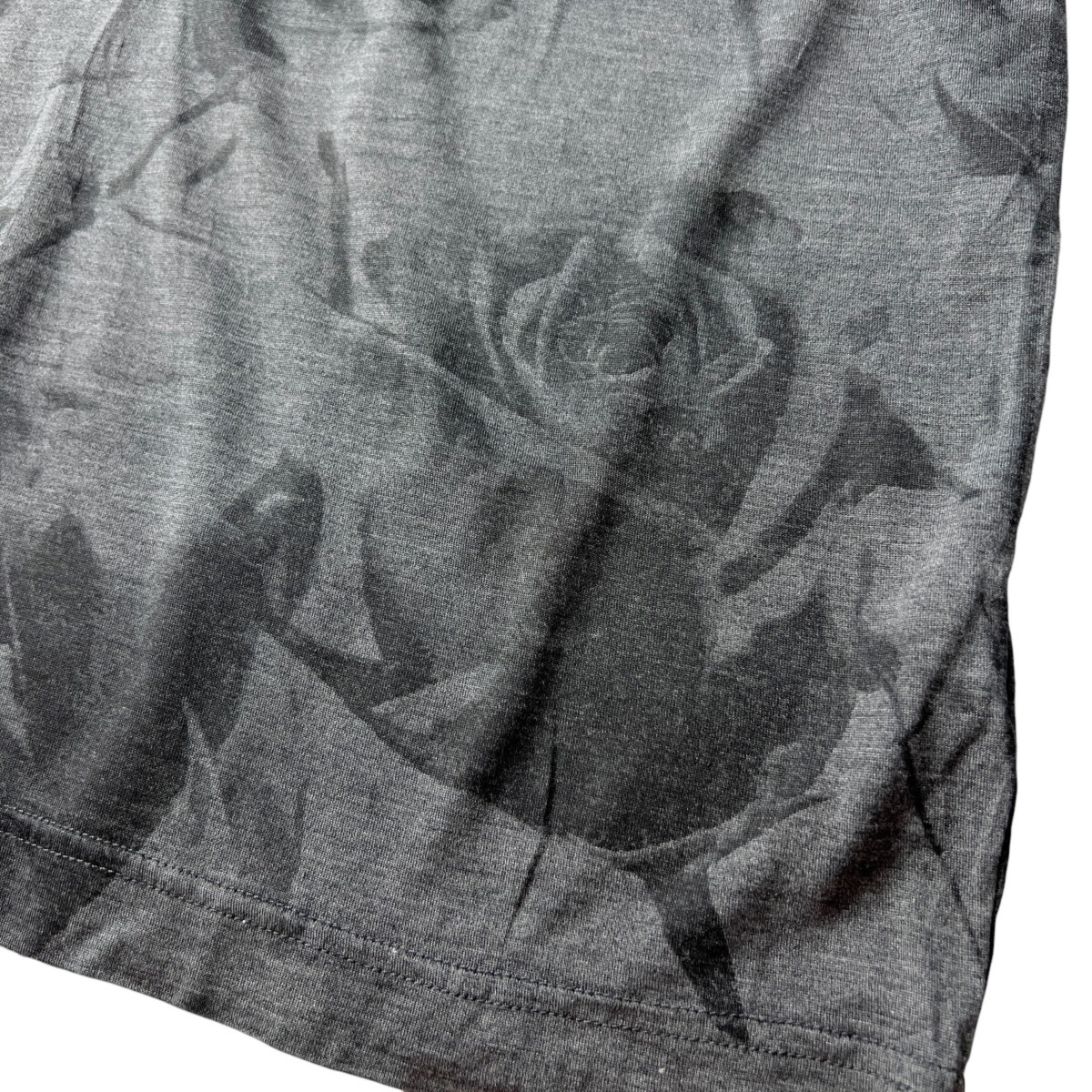イタリア製 DOLCE&GABBANA ドルチェ＆ガッバーナ シルク100％ 半袖 Tシャツ トップス カットソー / メンズ 50 (L) グレー 薔薇 ローズ 総柄の画像7