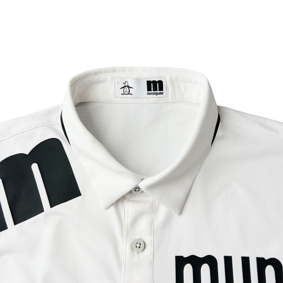 2022年モデル Munsingwear マンシングウェア / ドライ ストレッチ 半袖 ポロシャツ トップス / メンズ L サイズ 白 吸汗速乾 ゴルフウェア
