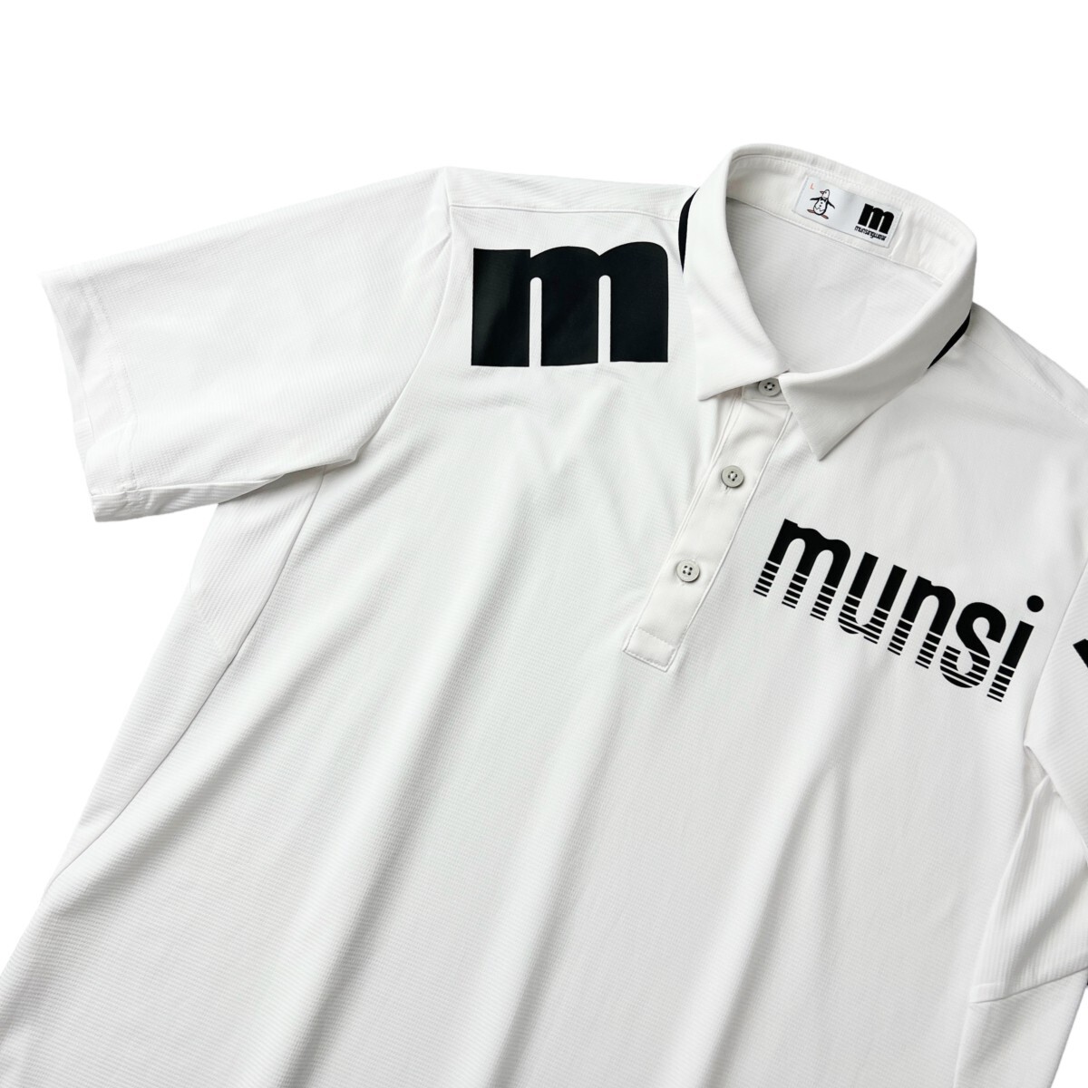 2022 year of model Munsingwear Munsingwear wear / dry stretch polo-shirt with short sleeves tops / men's L size white . sweat speed . Golf wear 