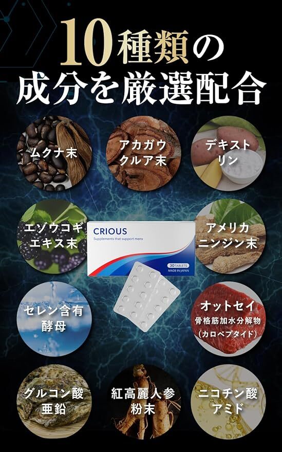 送料無料!シリアス マカ 亜鉛15m配合 シトルリン アルギニン 厳選成分配合 サプリ 国内生産 crious 30錠入り_画像6