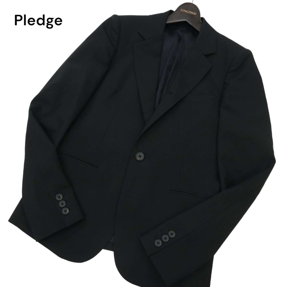 Pledge Pledge through year wool 100%* 1B tailored jacket Sz.46 men's black made in Japan C4T02732_3#O