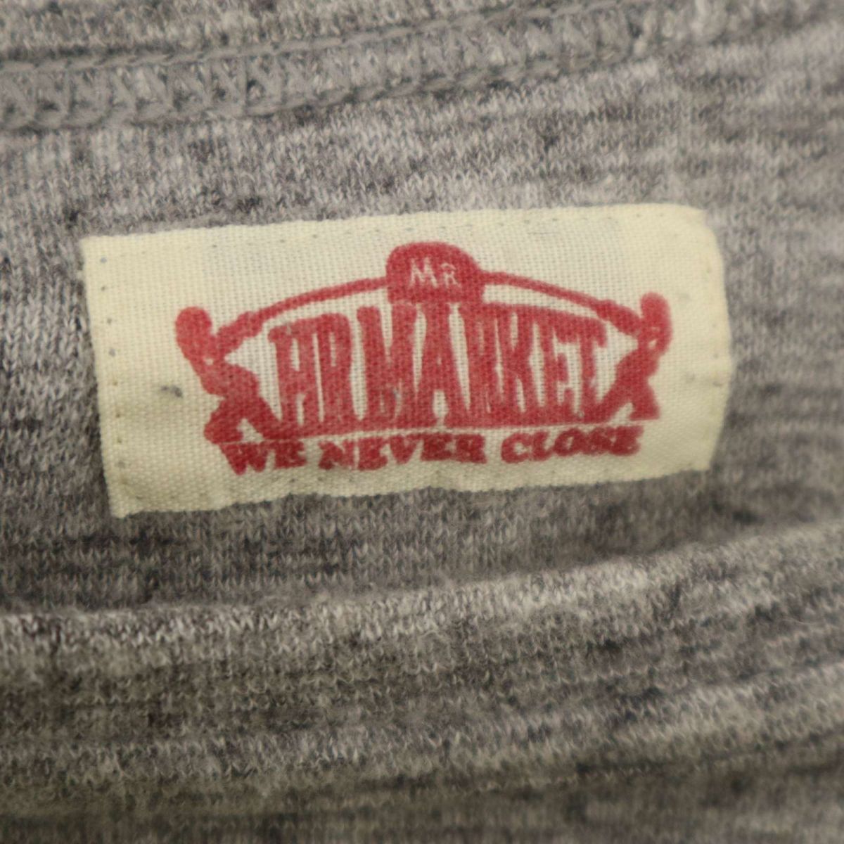H.R.MARKET Hollywood Ranch Market весна лето 7 минут рукав H вышивка * стрейч cut and sewn футболка Sz.4 мужской серый - сирень nC4T02989_4#D