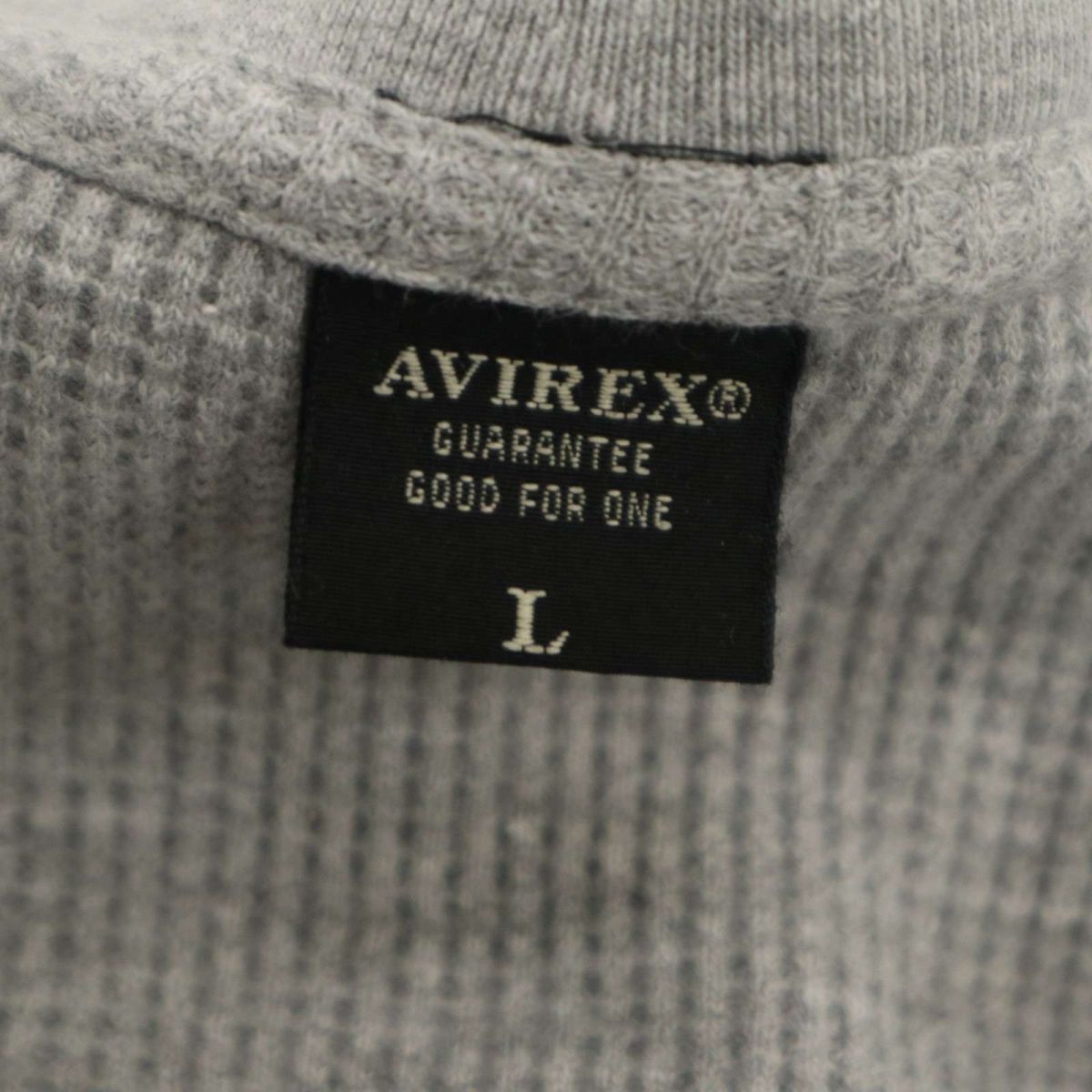 AVIREX アヴィレックス 長袖 Vネック ストレッチ★ ミニワッフル サーマル カットソー ロンTシャツ Sz.L メンズ グレー C4T03828_4#Fの画像6