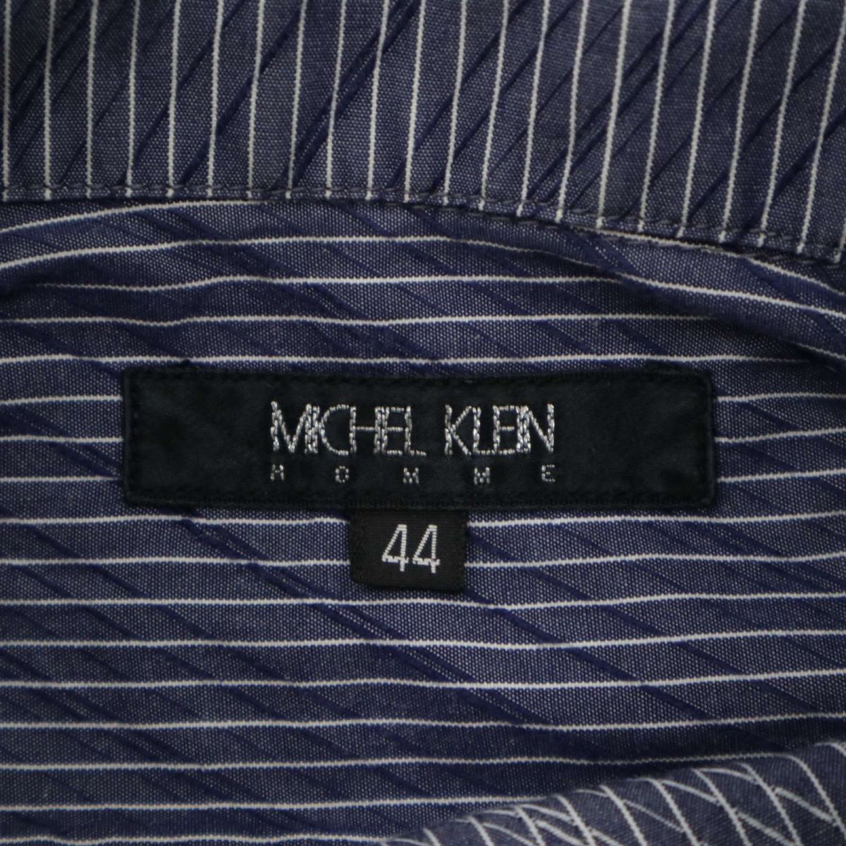 MICHEL KLEIN HOMME ミッシェルクラン オム 春夏 7分袖 ストライプ★ シャツ Sz.44　メンズ 日本製　C4T03848_4#A_画像5