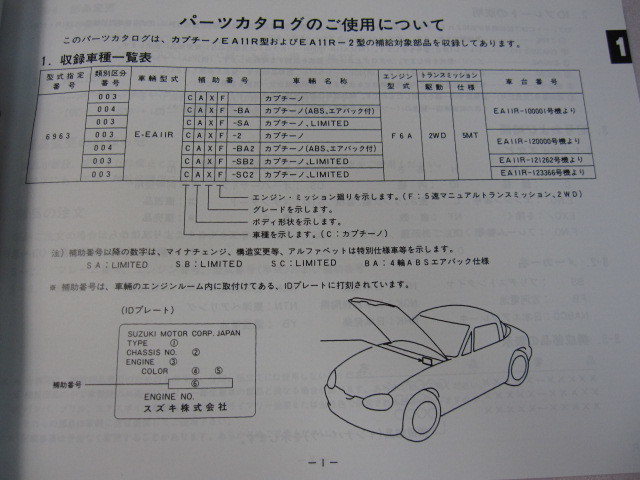 ♪クリックポスト カプチーノ EA11R(1・2)型 スズキパーツリスト （新品）（060405）の画像6