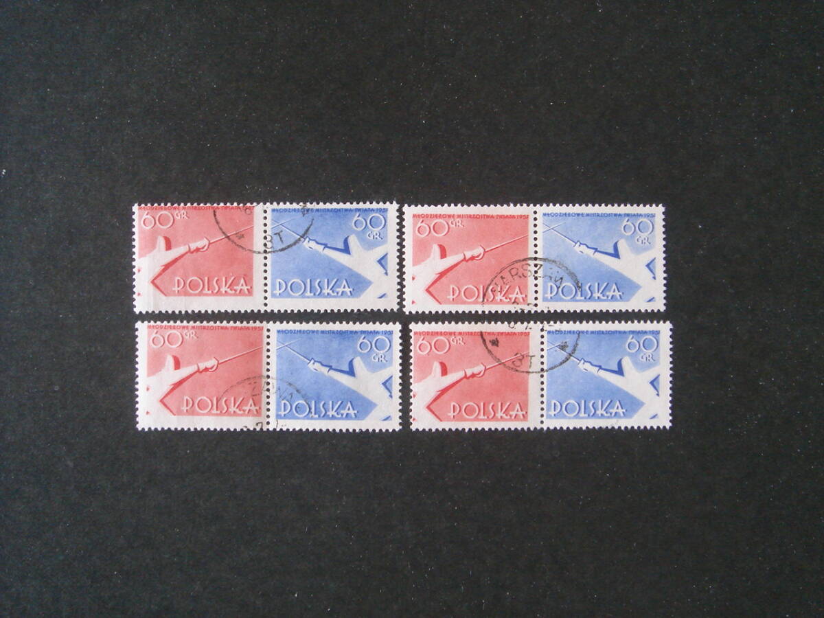 ポーランド切手　1957年　スポーツ　30枚　消印_画像1