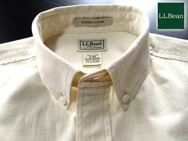 ★100円スタート！USA輸入品 L.L.Bean L・L・ビーン ボタンダウンシャツ 半袖 Lサイズ 希少品 プレミアム・ベージュ_画像4