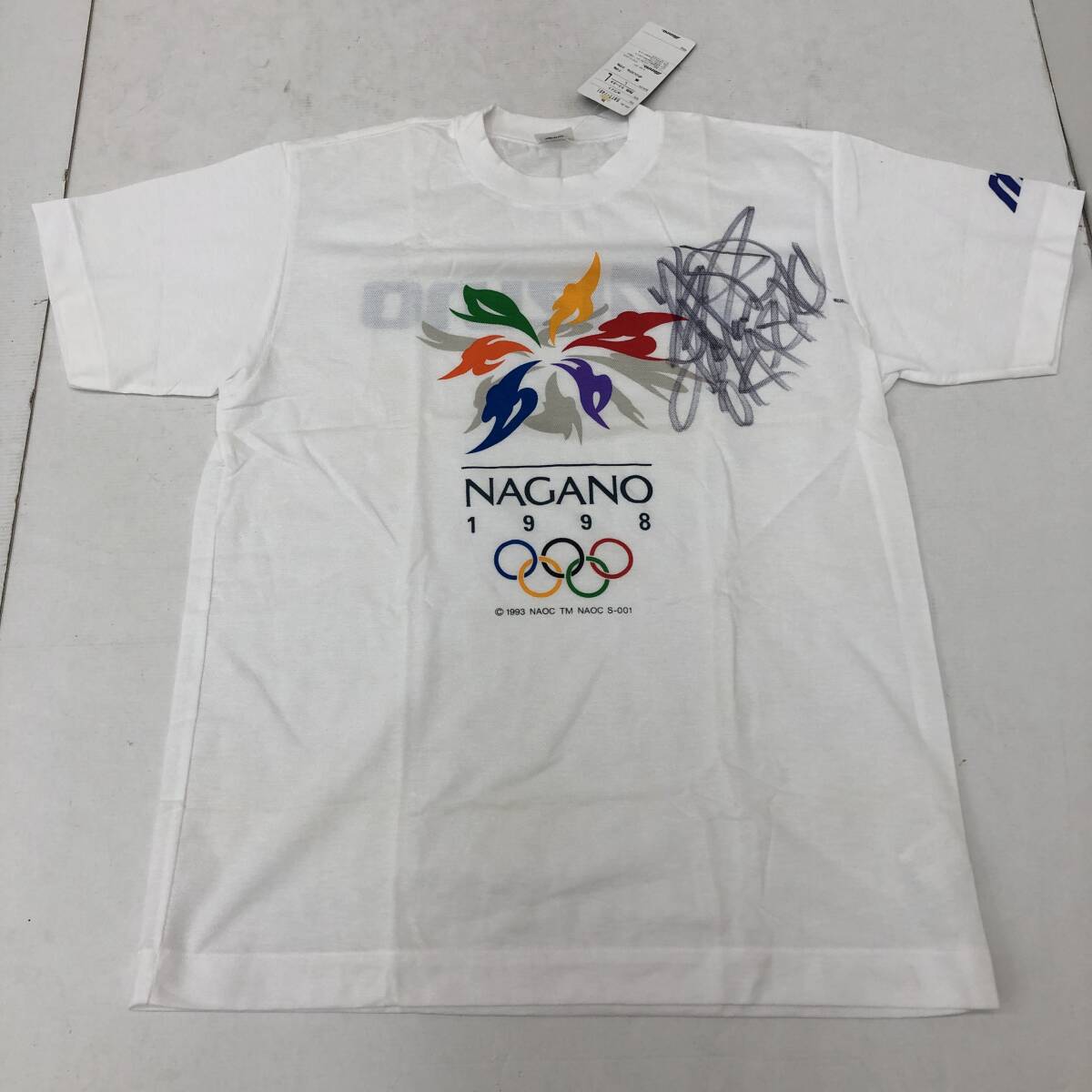 【タグ付き】長野オリンピック記念Tシャツ Lサイズ 1998年 冬季五輪 MIZUNO SUPERSTAR サインの画像1