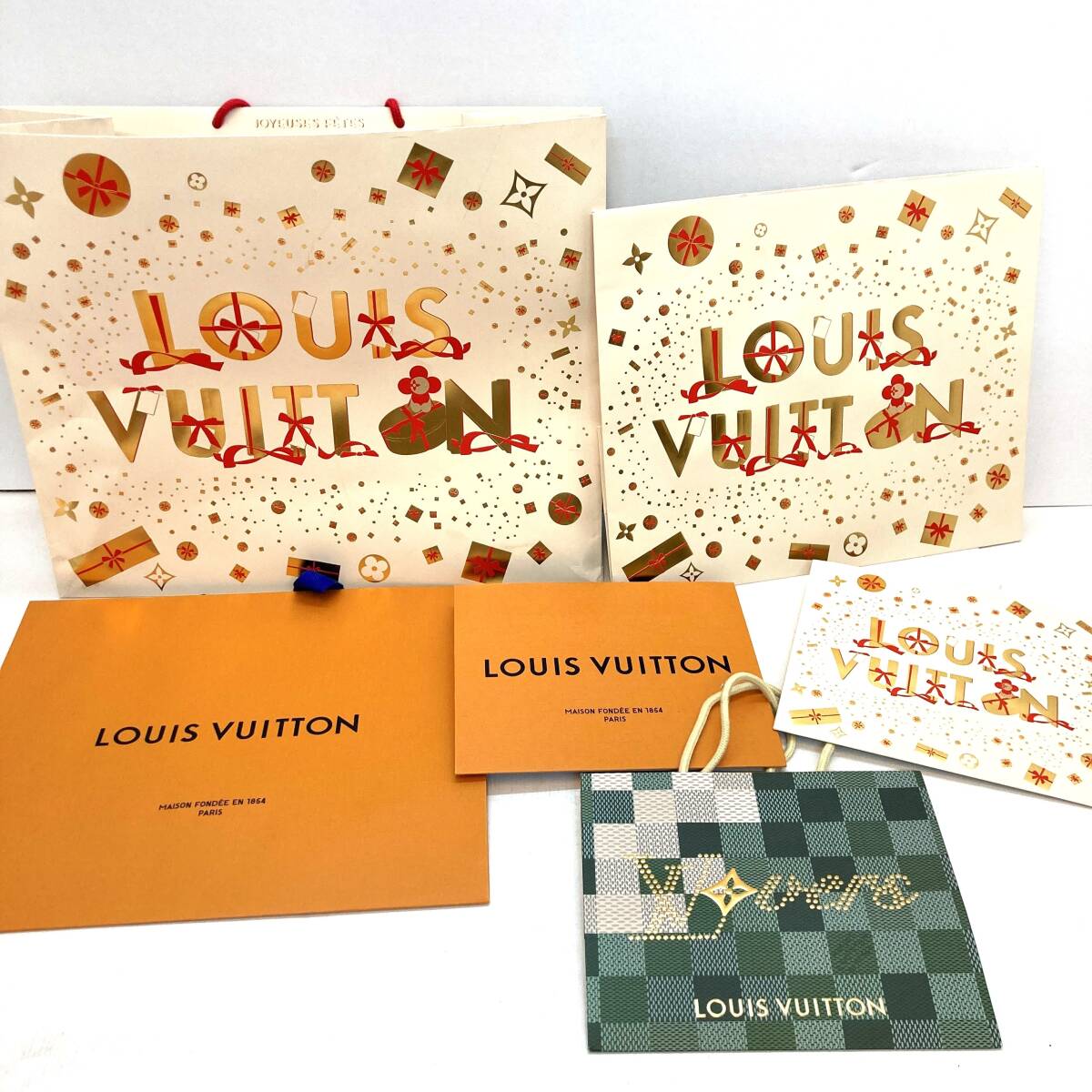 【1円～】LOUIS VUITTON ルイヴィトン 空き箱・紙袋などまとめ クリスマスバージョン メッセージカード リボン 保管用布袋の画像6