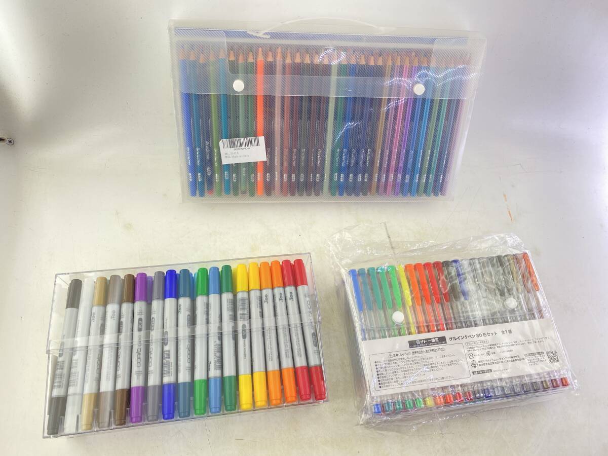 【3点セット】COPIC ciao コピックチャオ 72色セットイラストペン/Gel Pen Set 80色/油性色鉛筆セット 160色（1本欠品） まとめ/筆記用具の画像2