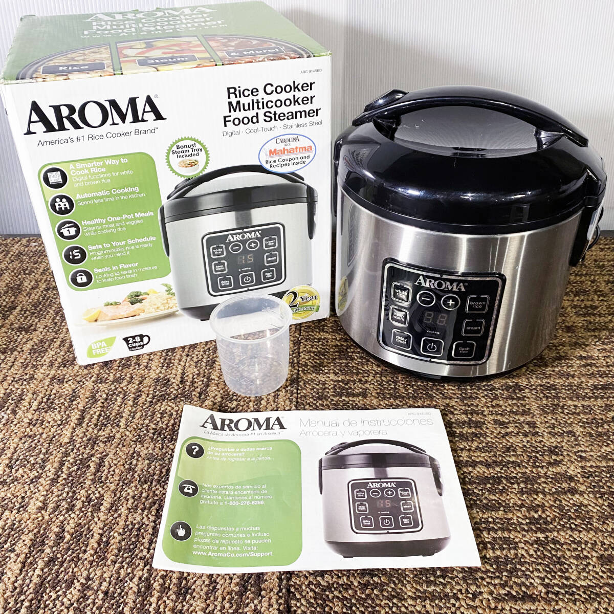 ◎★ 中古★圧力なべ Aroma Professional Digital Rice Cooker and Food Steamer ステンレススチール 圧力鍋【ARC-914SBD】DA21の画像1