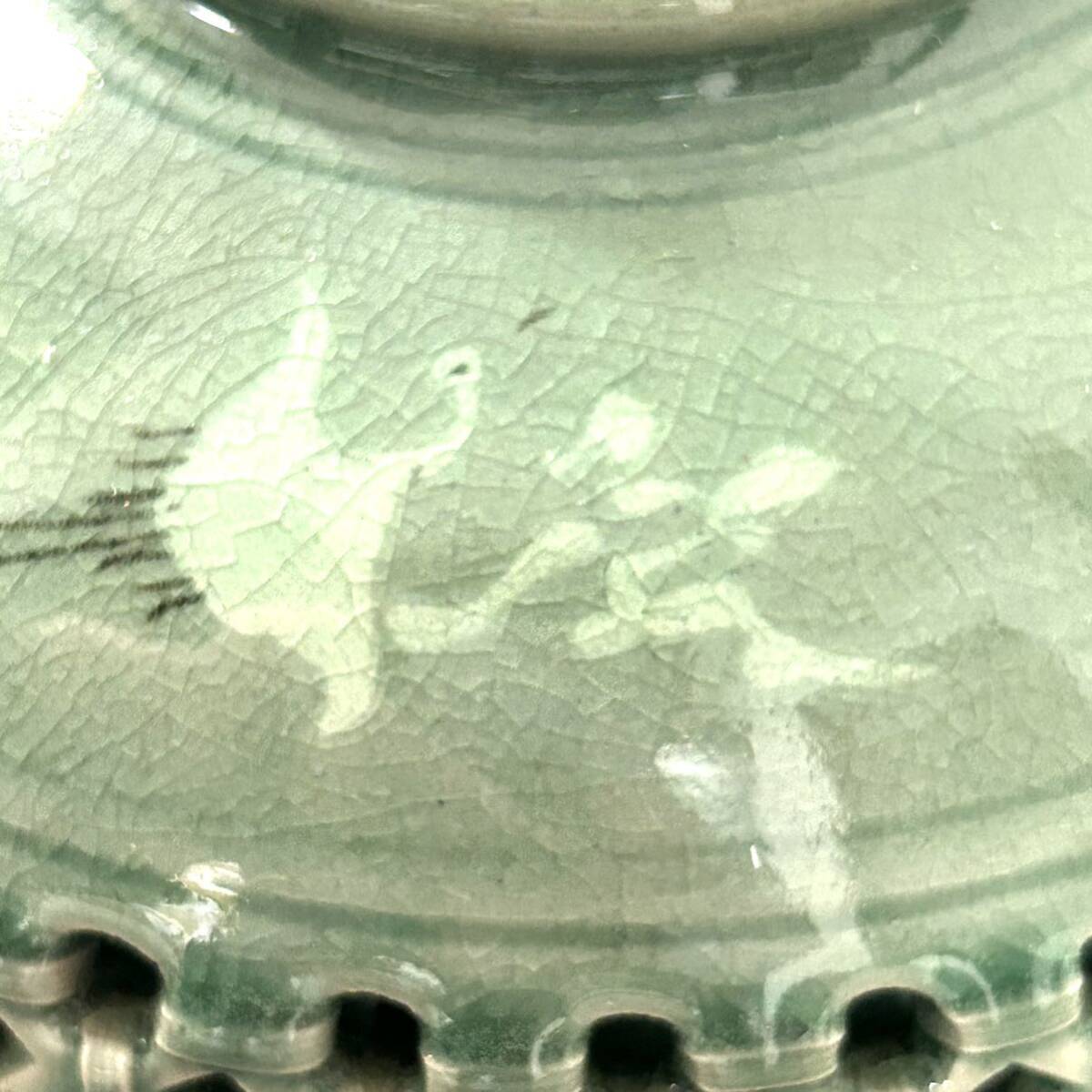 Y491 壺 花瓶 青磁 高麗 海泉 二重壺 ジャンク品 中古 訳ありの画像10