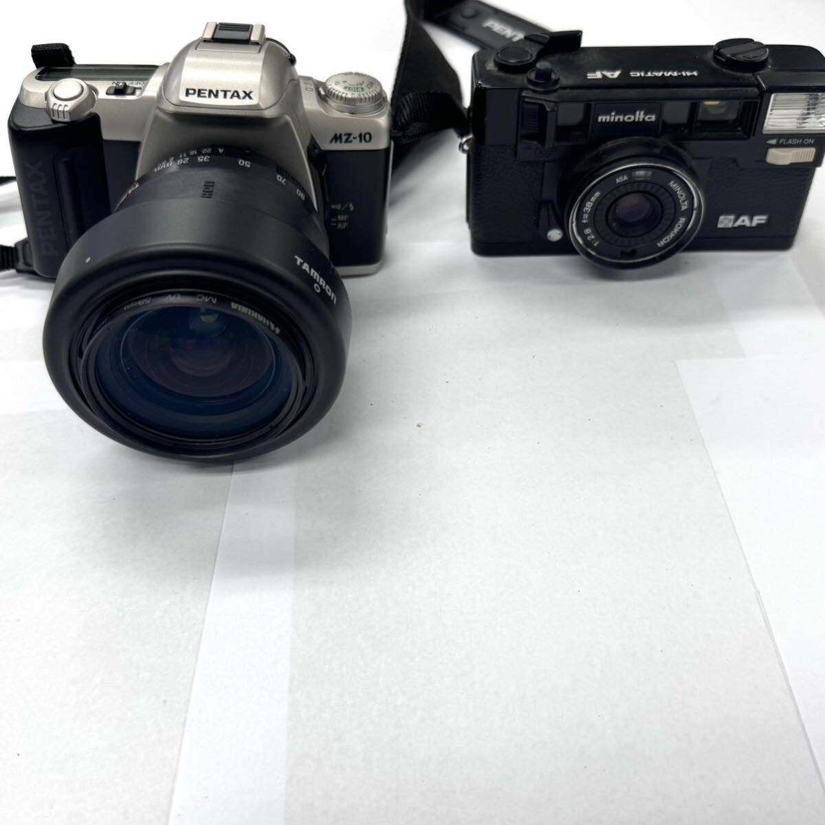 A0032 カメラ まとめ PENTAX MZ-10 TAMRON minolta AF HI-MATIC AF フィルムカメラ レンズ ジャンク品 中古 訳ありの画像1