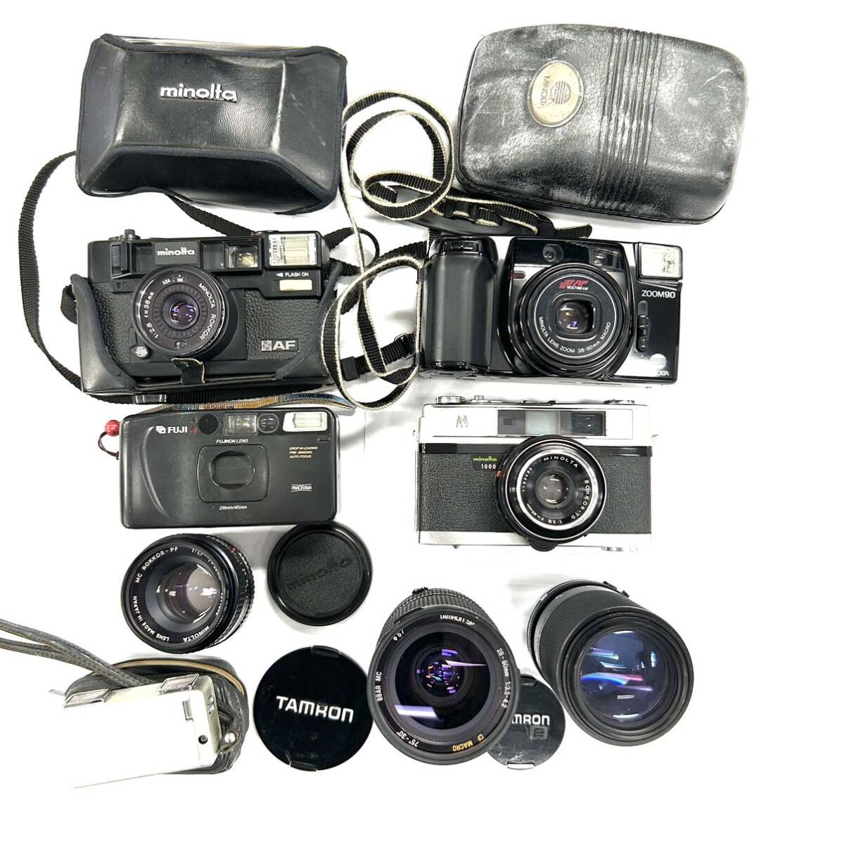 Y535 カメラ レンズ まとめ MINOLTA ミノルタ FUJI フジ TAMRON MAC-ZOOM90 HI-MATIC AF minolta A5 ジャンク品 中古 訳ありの画像1