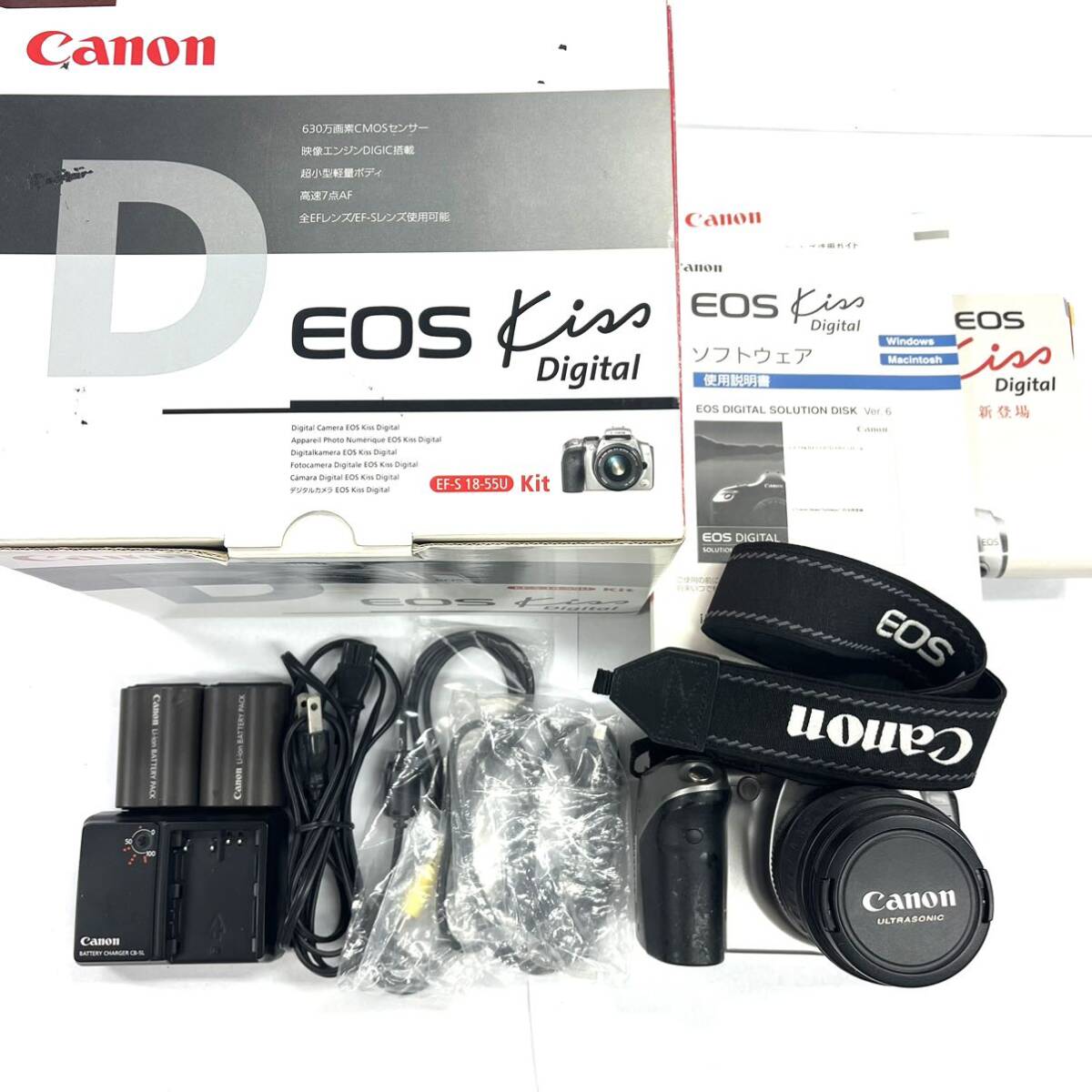 N397 デジタル一眼レフカメラ 付属品 まとめCanon キャノン EOS DS6011 CANON ZOOM LENS EF- S 18-55mm 1:3.5-5.6 ジャンク品 中古 訳ありの画像1