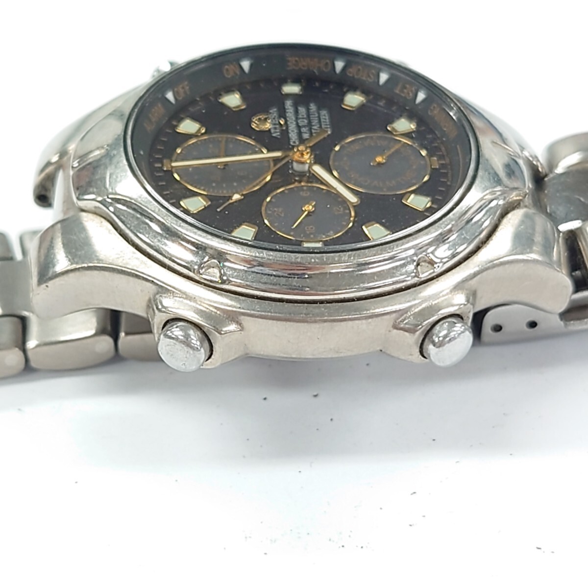 I948 腕時計 CITIZEN ATTESA CHRONOGRAPH W.R 10bar 0855-H03540 シチズン アテッサ 中古 ジャンク品 訳ありの画像4