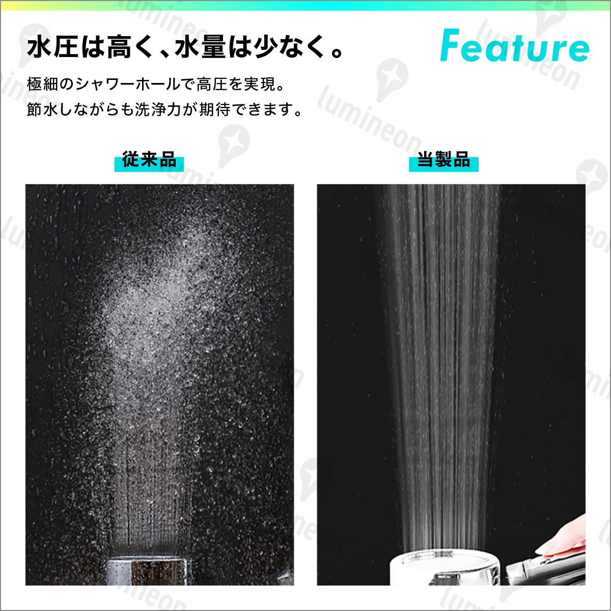 シャワー ヘッド 塩素 除去 節水 おすすめ 高水圧 ランキング 最強 水圧 強い 人気 お風呂 手元スイッチ 角度調整 3段階モード g084a1 3_画像2