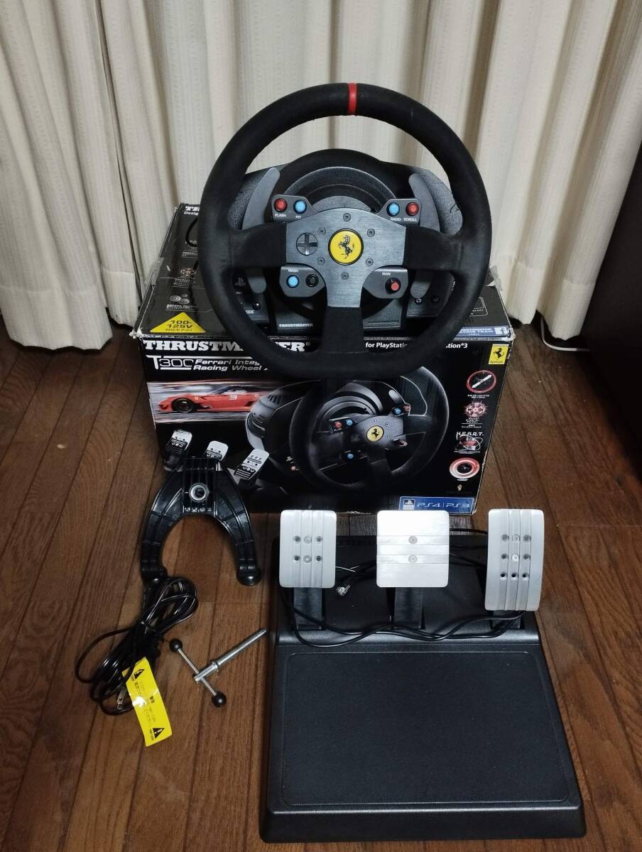 【動作品・小難】 Thrustmaster T300RS T300 Ferrari EDITION スラストマスター ハンコン ホイール ステアリング GTの画像1