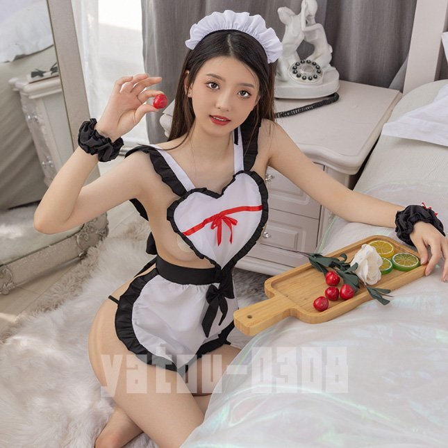 G939 コスプレウェア 誘惑 エプロン ベビードール Tバック ウエイトレス メイド服 セクシーランジェリー ナイトウエアの画像7