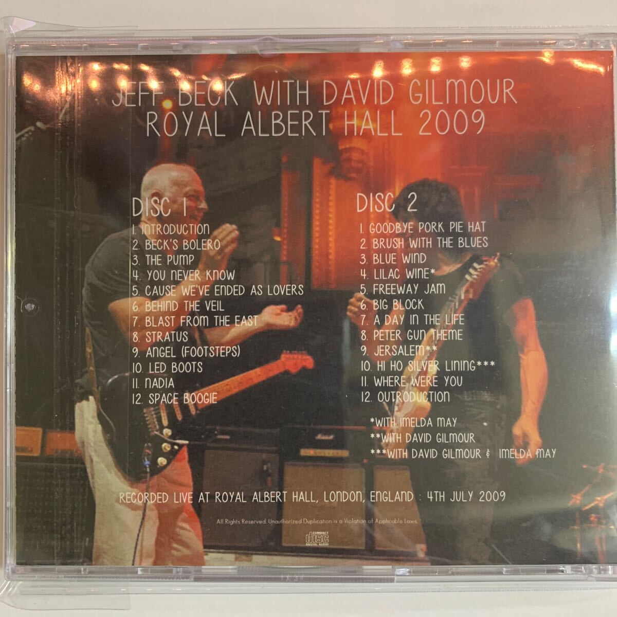 JEFF BECK with DAVID GILMOUR / ROYAL ALBERT HALL 2009 世紀の共演！バックステージでの写真が最高のジャケット！の画像2