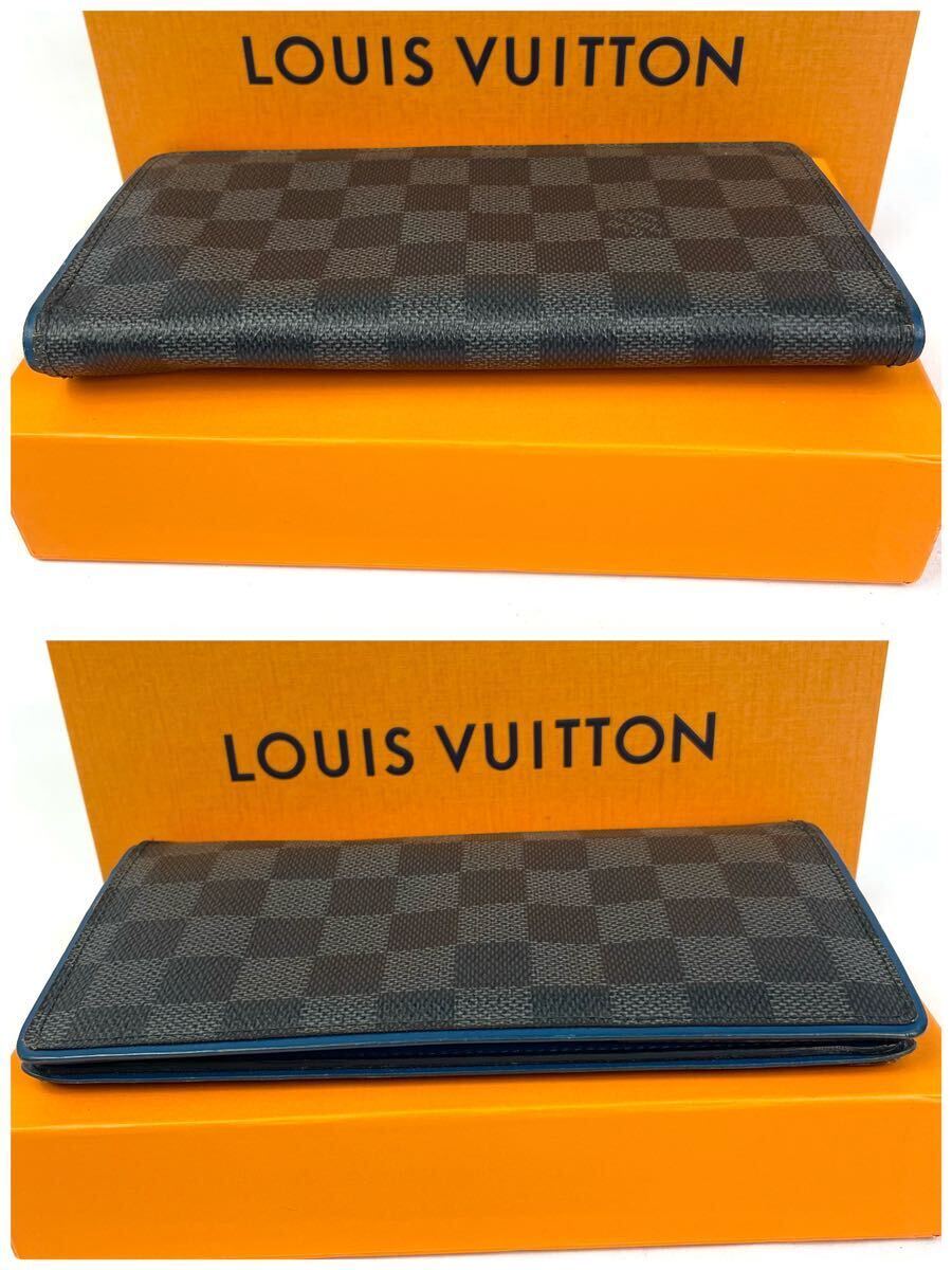 1円【希少】LOUIS VUITTON ルイヴィトン ダミエ グラフィット ポルトフォイユ ブラザ 長財布 二つ折りエクリプスN64430 メンズ ブラック 黒_画像4