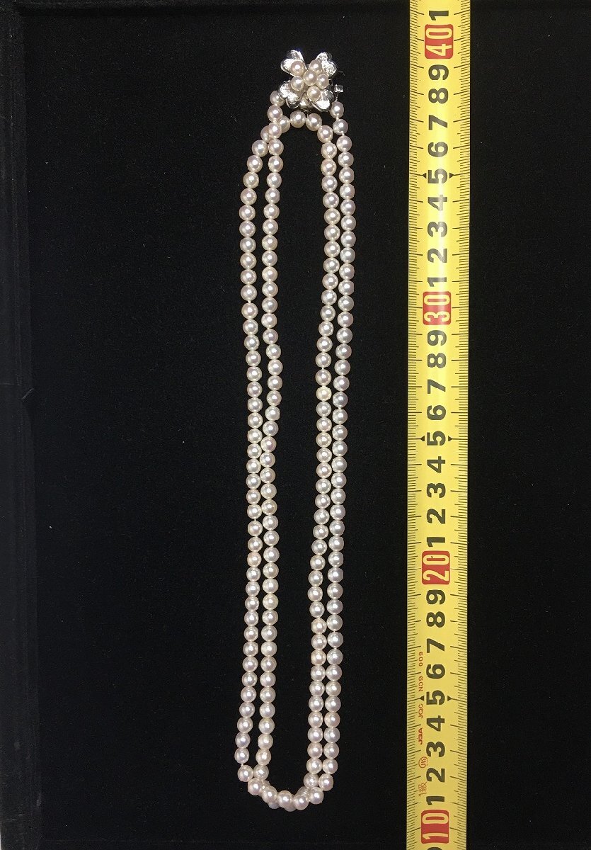 パール/真珠 ロングネックレス シルバー/SILVER 全長約120cm レディース-中古美品-D2210の画像8