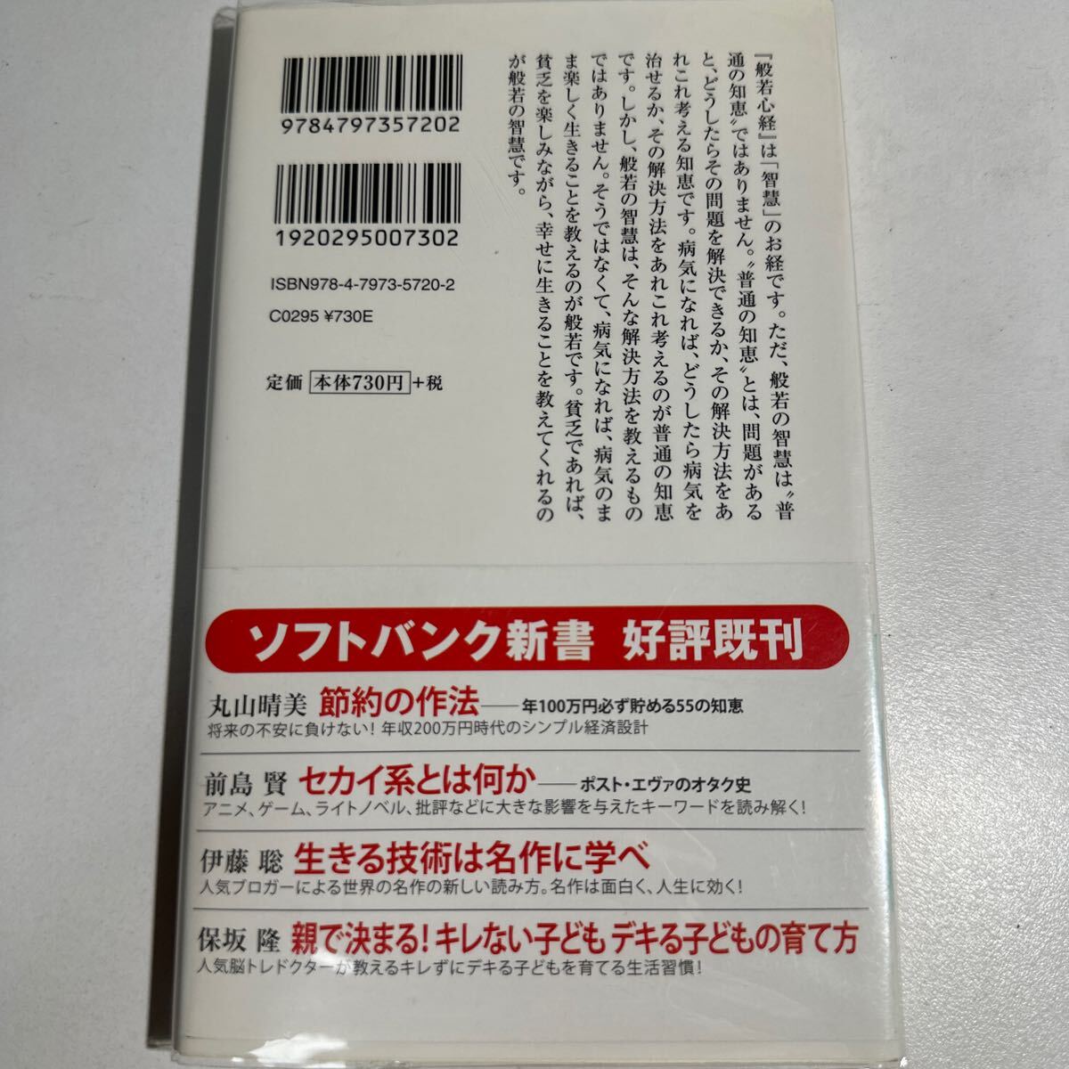 【中古】般若心経の教える幸せになるための智慧 （ソフトバンク新書 １２４） ひろさちや／著 阿純孝／著の画像2