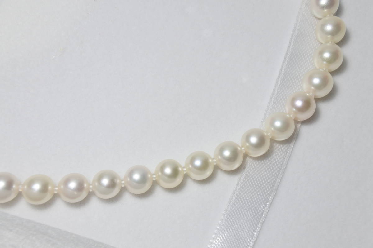 新品 　K18WGアコヤ高級真珠ネックレス　6.5～８mm 長さ４３ｃｍ 日本製_画像7