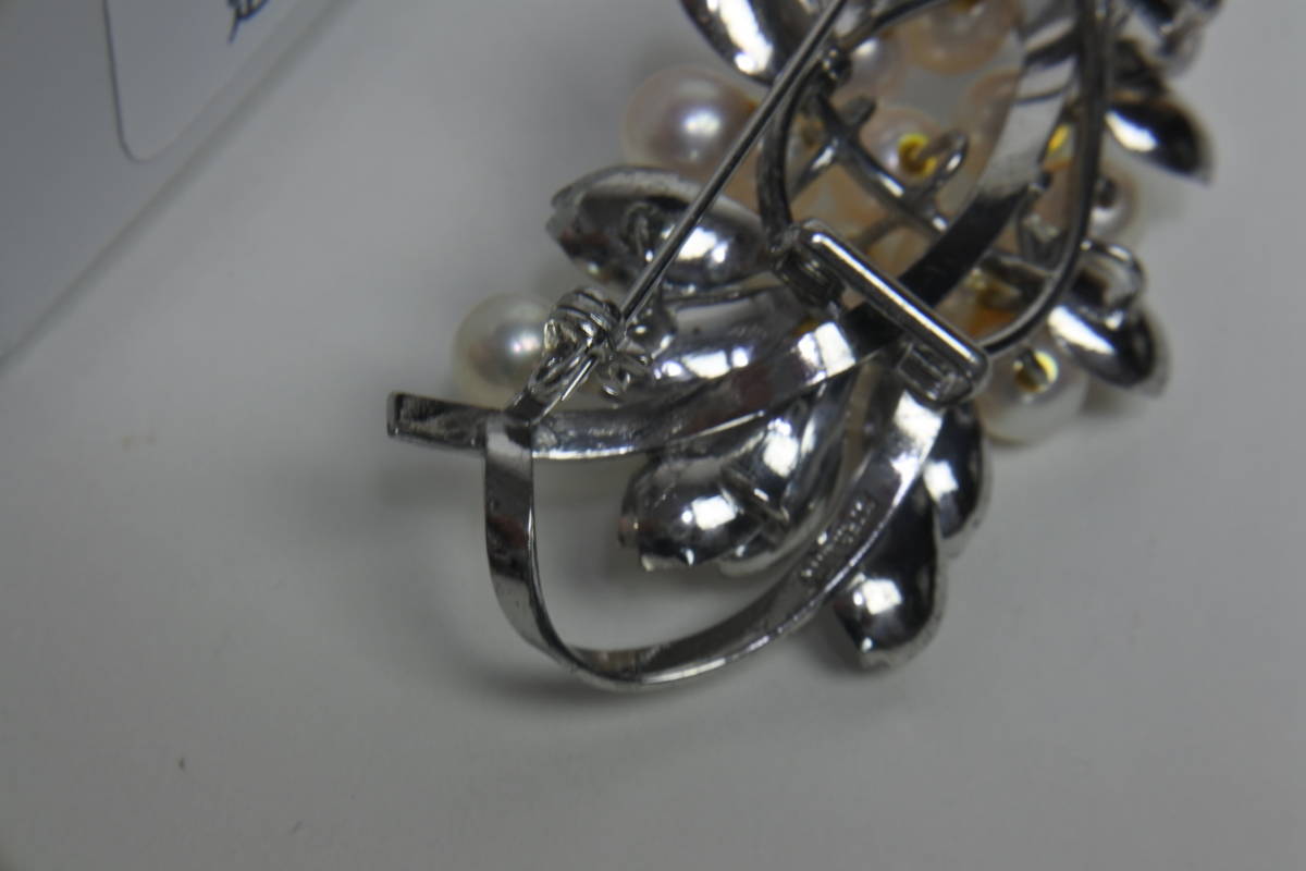  модный товар Akoya жемчуг прошлое дизайн серебряный брошь 16g высококлассный замечательная вещь сделано в Японии 