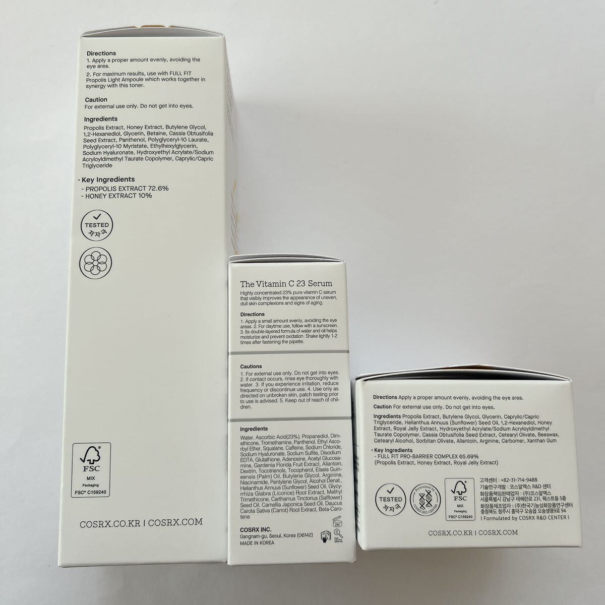 COSRX ３点セット フルフィットプロポリス ビタミンC23 化粧水280ml クリーム 保湿 韓国コスメ トナー 美容液 乳液 アンプル セラム 大容量