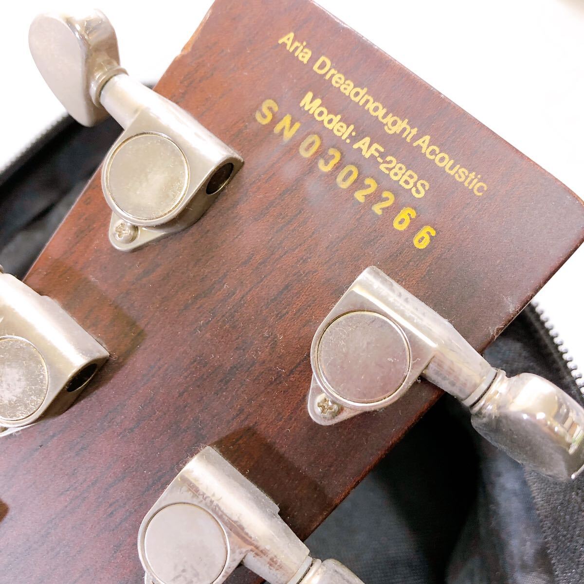 ジャンク aria dreadnought アリアドレッドノート アコースティックギター アコギ 弦楽器 AF-28BS ソフトケース付きの画像9