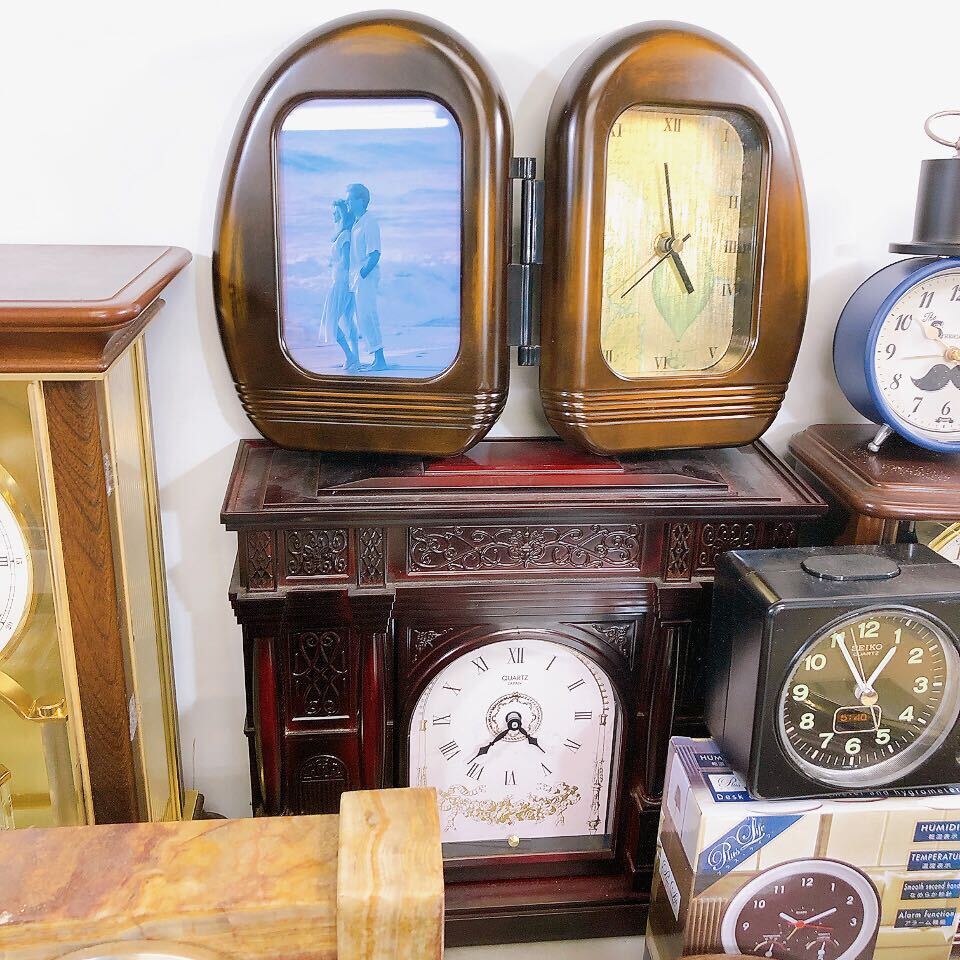 ジャンク 置き時計 掛け時計 アンティーク 陶器時計 アナログ クォーツ レトロ SEIKO セイコー CITIZEN シチズン など 時計まとめの画像3