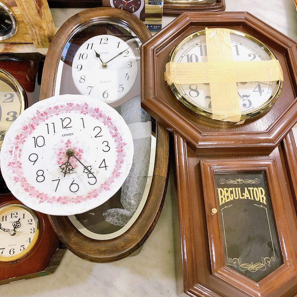 ジャンク 置き時計 掛け時計 アンティーク 陶器時計 アナログ クォーツ レトロ SEIKO セイコー CITIZEN シチズン など 時計まとめの画像5